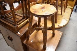A traditional stained frame stool having turned frame, height approx. 48cm