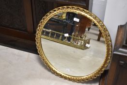 A vintage gilt frame mirror of circular form, diameter approx. 57cm