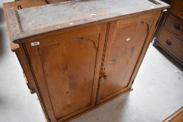 A Victorian stained pine kitchen cabinet top, dimensions approx. W94 H95 D33cm