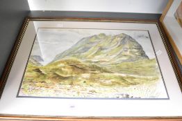 Helen Jones Suilvan (British 20th Century) Watercolour, a loose mountainous landscape, signed and
