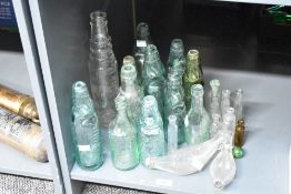 A quantity of 19th/20th century glassware, to include apothecary, Codd-neck, hygienic baby feeder
