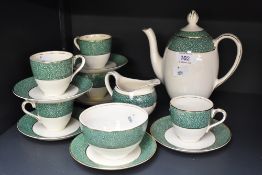 A 20th-century J&G Meakin pottery 'Florida Sol' tea set, featuring rich green speckled decoration