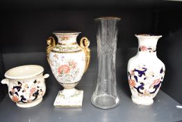 Four 19th to early 20th-century decorative vases, to include a matching Masons Ironstone '