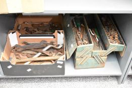 A large quantity of early 20th-century hand tools, to include a box of wrenches, spanners, a hammer,