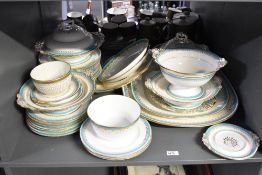A quantity of 19th-century Copeland and Minton dinnerware, all with similar turquoise and gilt
