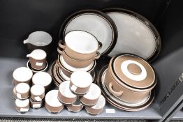 A large selection of 20th-century Hornsea pottery Contrast tableware, featuring a dark chocolate-
