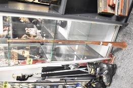 A long 20th-century copper and brass hunting horn, unmarked, 122cm, condition is consistent with age