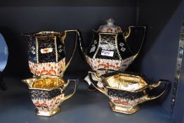 An early 20th-century Lingard Webster and Company ceramic Imari-style part tea set, featuring hand