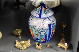 A Thomas Forrester & Son Art Deco ceramic ginger jar, the cover with pinched triangular stepped