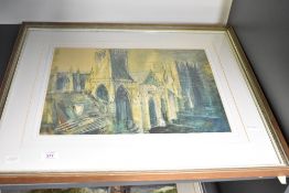 A framed 20th-century print of York Minster after John Piper (British 1903-1992), with the