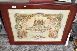 20th century 'Manchester Unity Friendly Society' certificate, presented to Charles Henry McIvan on