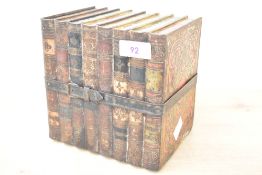 A 20th-century Huntley and Palmers metal book-stack biscuit tin, designed to resemble a collection