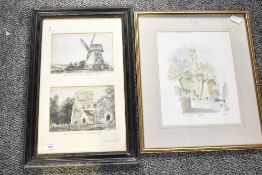 Two 19th-century framed amateur watercolours, to include 'Convent of Mount St. Bernard' and 'Green