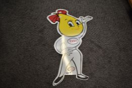 A late 20th-century Esso metal vintage-style 'Oil Drip Girl' advertising sign, approximately 76cm