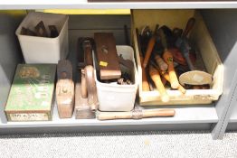 A quantity of 20th-century mixed carpentry hand tools, to include a selection of hand-forged wood