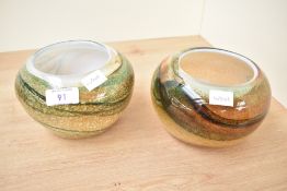 Of local interest, two 20th-century Lakeland Crystal Glass decorative vases by J.S. Ackroyd,