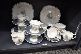 A quantity of 20th-century Susie Cooper bone china 'Glen Mist' part tea set, featuring delicate