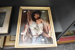 After Tauber (20th Century) lithograph, portrait of a lady in a shawl, printed signature to lower