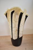 A large mid to late 20th-century Polish hand-blown art glass handkerchief vase, thought to be by