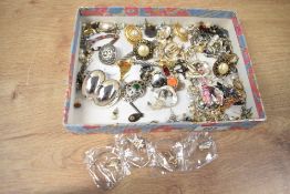 An assortment of earrings, including drops, studs and clips on earrings