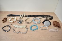 A collection of costume jewellery, including contemporary pieces by L_nk by Natali, wooden pieces