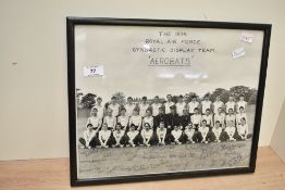 1974 Royal Air Force Gymnastic Display Team 'Aerobats' framed photograph, all named by signature,
