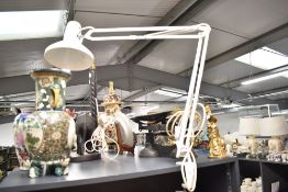 A large mid 20th-century Swedish Ledu Type 231 metal Architect's desk lamp in white, featuring a