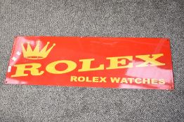 A large contemporary vintage-style enamel and metal Rolex advertising sign, 92cm x 31cm, condition