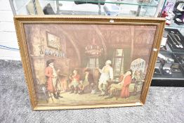 After Frank Moss Bennett (British 1874 - 1953) Lithograph on board 'The Landlord's Story', a group