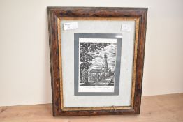 A framed late 20th-century print titled 'Moorcroft Pottery; a study in Nostalgia', after Howard