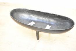 A 20th-century Japanese Nambu Tekki ironware ikebana tripod vase, featuring a minimalist design with