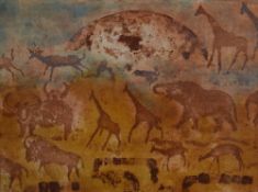 After Barbara Cropper (British Contemporary) Colourised Etching 'Animal Magic' featuring a selection