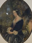 After George Baxter (19th Century) Colourised etching 'The Day Before Marriage', a portrait of a