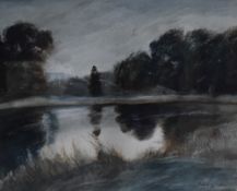 *Local Interest* John Cooke (British 1929 - 2018) Watercolour, a rural river scene in cool tones,