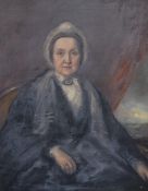 19th century oil on canvas portrait depicting an elderly lady in period attire, unsigned or