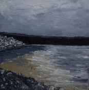 Jenni Ross (Contemporary) Acrylic on canvas 'Strandhill Co Sligo, Eire', a coastal study with figure