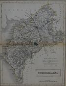 After Sidney Hall (British 1788 - 1831) Colourised Map, depicting the historic county of Cumberland,