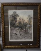 After Joseph Farquharson (Scottish 1846-1935) reproduction colour print 'The Shortening Winter Day