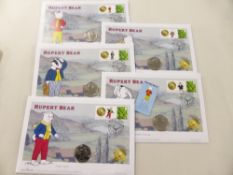 GB & ISLE OF MAN 2020 SET OF 5 RUPERT BEAR 50p COIN COVERS Lovely set of five PNC covers with the