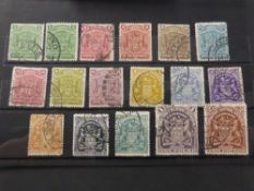 RHODESIA 1898-1908 SET OF 17 VALUES TO £2 ALL FINE USED Card with 17 values of the British South