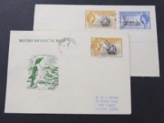 FALKLAND ISLANDS 1959 BASE Y, MARGUERITE BAY POST OFFICE DUO OF COVERS Duo of covers from Marguerite