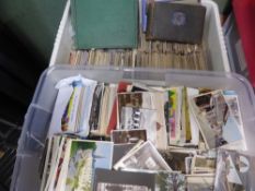 POSTCARDS: TWO LARGE TUBS WITH DISORGANISED COLLECTION 2000+ CARDS A couple of large tubs, full of