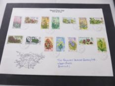 FALKLAND ISLANDS 1968 FLOWERS DEFINITIVES SET ON ILLUSTRATED FIRST DAY COVER Fine illustrated