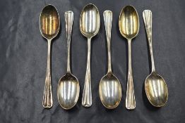 A set of six Victorian silver Hanoverian rat-tail pattern teaspoons, marks for London 1818, maker