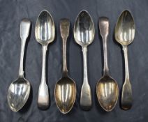 A set of six silver George III silver fiddle pattern teaspoons, marks for London 1816, maker William
