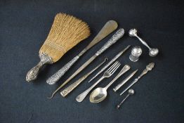 A George V silver Christening set, comprising a fork and spoon having bead thread and 'Ellen'