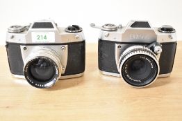 Two Ihagee Exa 500 35mm cameras, with Carl Zeiss Tessaer 50mm f2.8 and Meyer-Optik Primagon 35mm