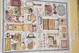 A selection of three early 20th-century needlepoint pictures depicting various pastoral scenes and