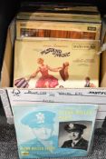 A collection of vintage LP records including The One and Only Glen Miller Band, The Sound of Music