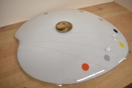 A mid-century extra large white artists pallete shaped ceiling light with coloured dots 59cm x